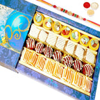 Ghasitaram Gifts Rakhi Gifts for Brothers Rakhi Sweets - Ghasitaram Gifts - Assorted Exotic Cashew Sweets 400 GMS with Beads Rakhi
