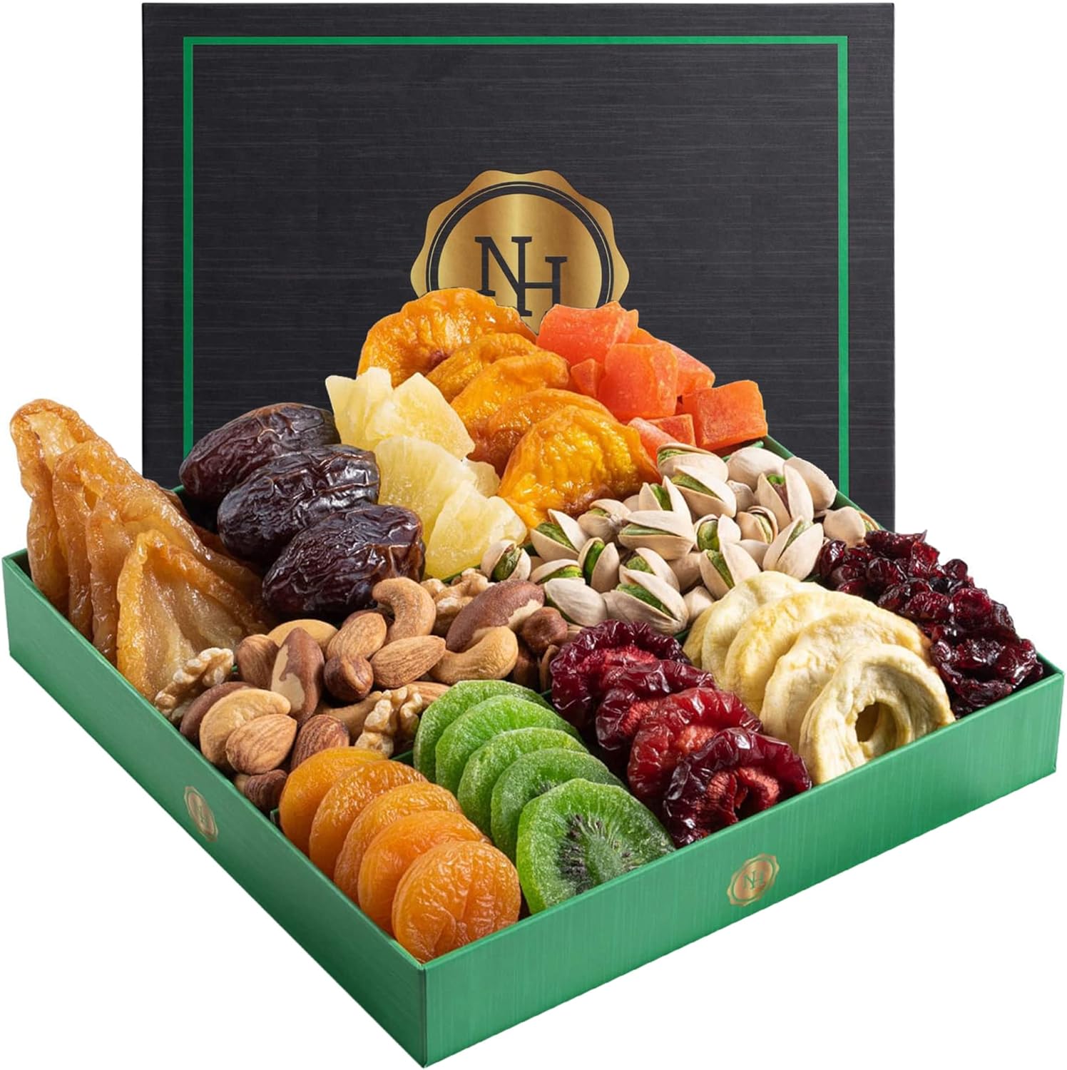Holiday Dried Fruit & Nuts Gift Basket - Fresh Dried Fruit & Nuts Gift Basket - Food Gift Box for Him, Husband, Christmas, Fathers Day, Mothers Day, Sympathy, Family, Men & Women
