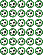 30 x Soccer Ball in Grass Themed Edible Cupcake Toppers | Uncut on Wafer Sheet- Qty 30-1.5” each