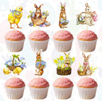 Easter Cupcake Toppers Easter Bunny Cupcake Topper 24PCS Easter Cake Topper Decorations Bunny Cupcake Topper Decor for Easter Spring Party Desserts Cupcake Topper Decoration