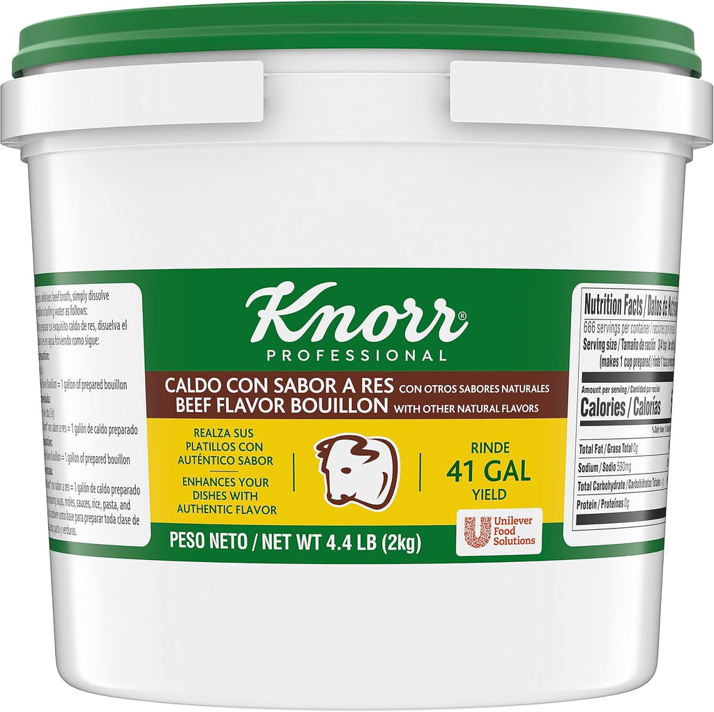 Knorr Professional Caldo de Res, Beef Bouillon with Beef Flavor Granulated Base, Bouillon as a Base, Marinade, Flavor Enhancer, Shelf Stable Convenience, 0g Trans Fat, 4.4 lbs (Pack of 1)