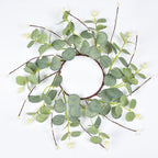 LSKYTOP Artificial Eucalyptus Leave Wreath Faux Kitchen Cabinet Candle Rings Wreath with White Berries for Door Wall Window Decor,9Inch/PC