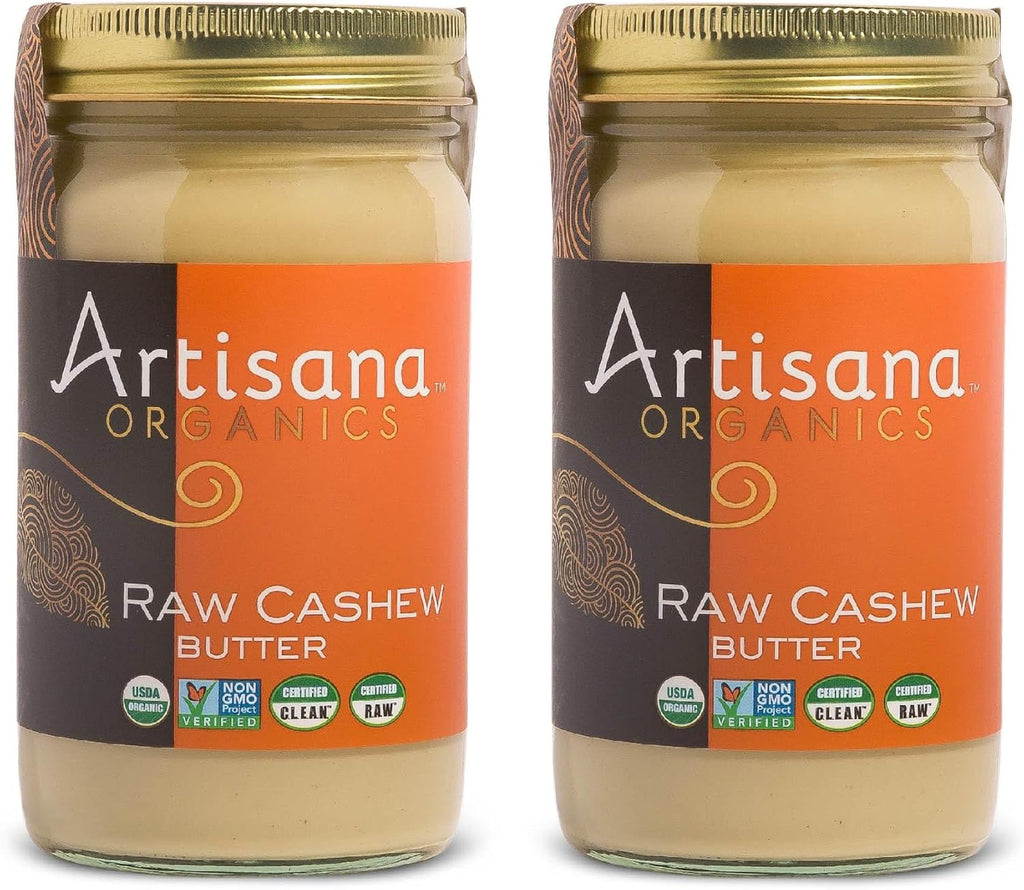 Artisana Organics Raw Cashew Butter 14oz Jar (2 Pack) - USDA Organic, No Sugar Added, Vegan and Paleo Friendly, Non GMO.