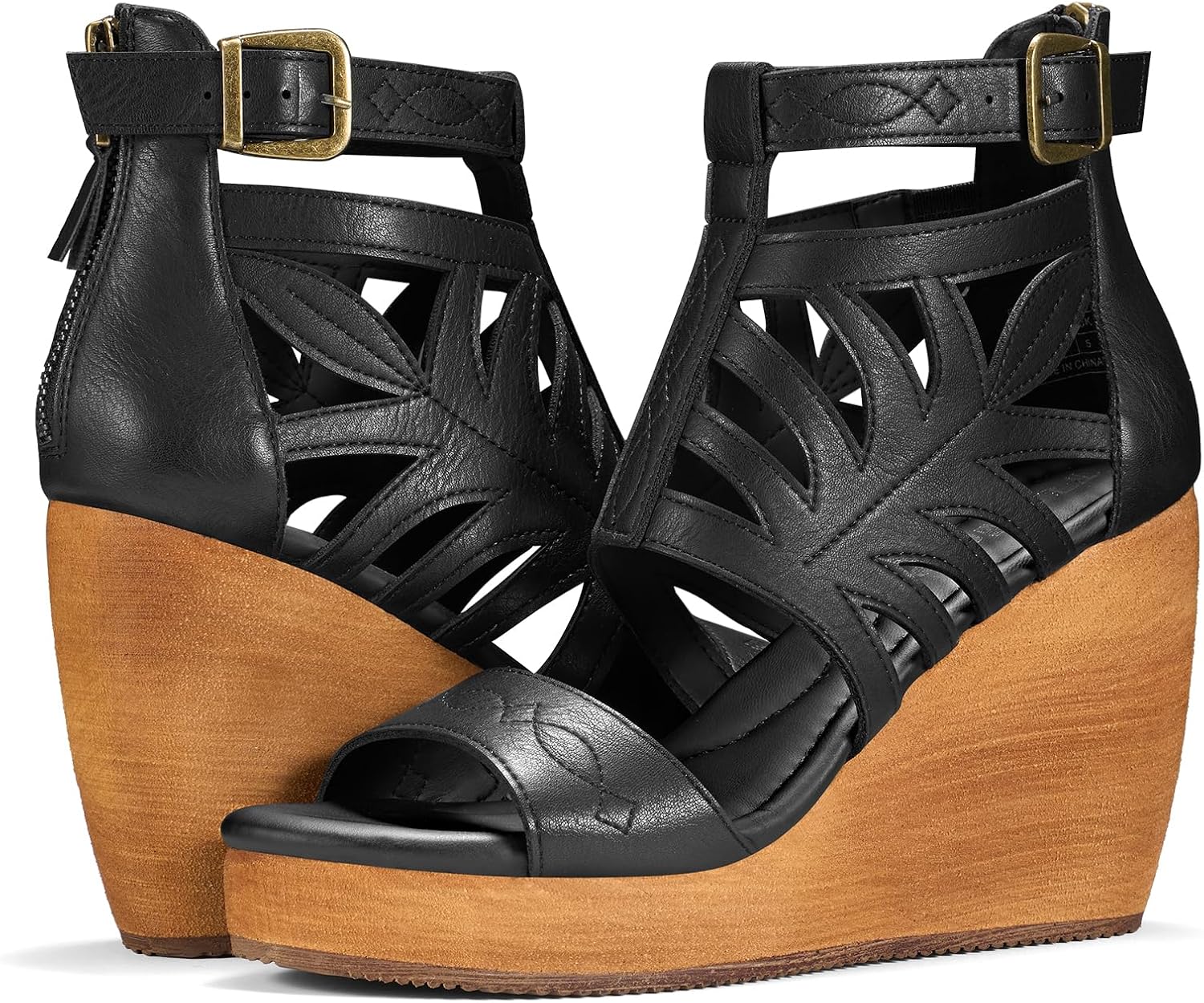 Rollda Women's Wedge Sandals, Platform Sandals High Heels for Women, Fashion Dressy Casual Sandals, Comfortable Open Toe Summer Shoes with Back Zipper Design, Adjustable Ankle Strap