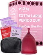 Pixie Cup - Soft, Safe, Reusable Menstrual Cup - Ranked 1 for The Best Tampon Alternative - 100% Medical-Grade Silicone Period Cup for Feminine Care - Buy One We Give One (XL)