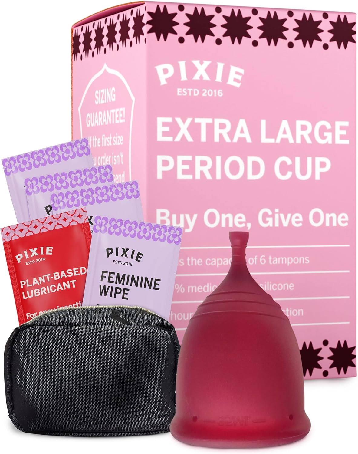 Pixie Cup - Soft, Safe, Reusable Menstrual Cup - Ranked 1 for The Best Tampon Alternative - 100% Medical-Grade Silicone Period Cup for Feminine Care - Buy One We Give One (XL)