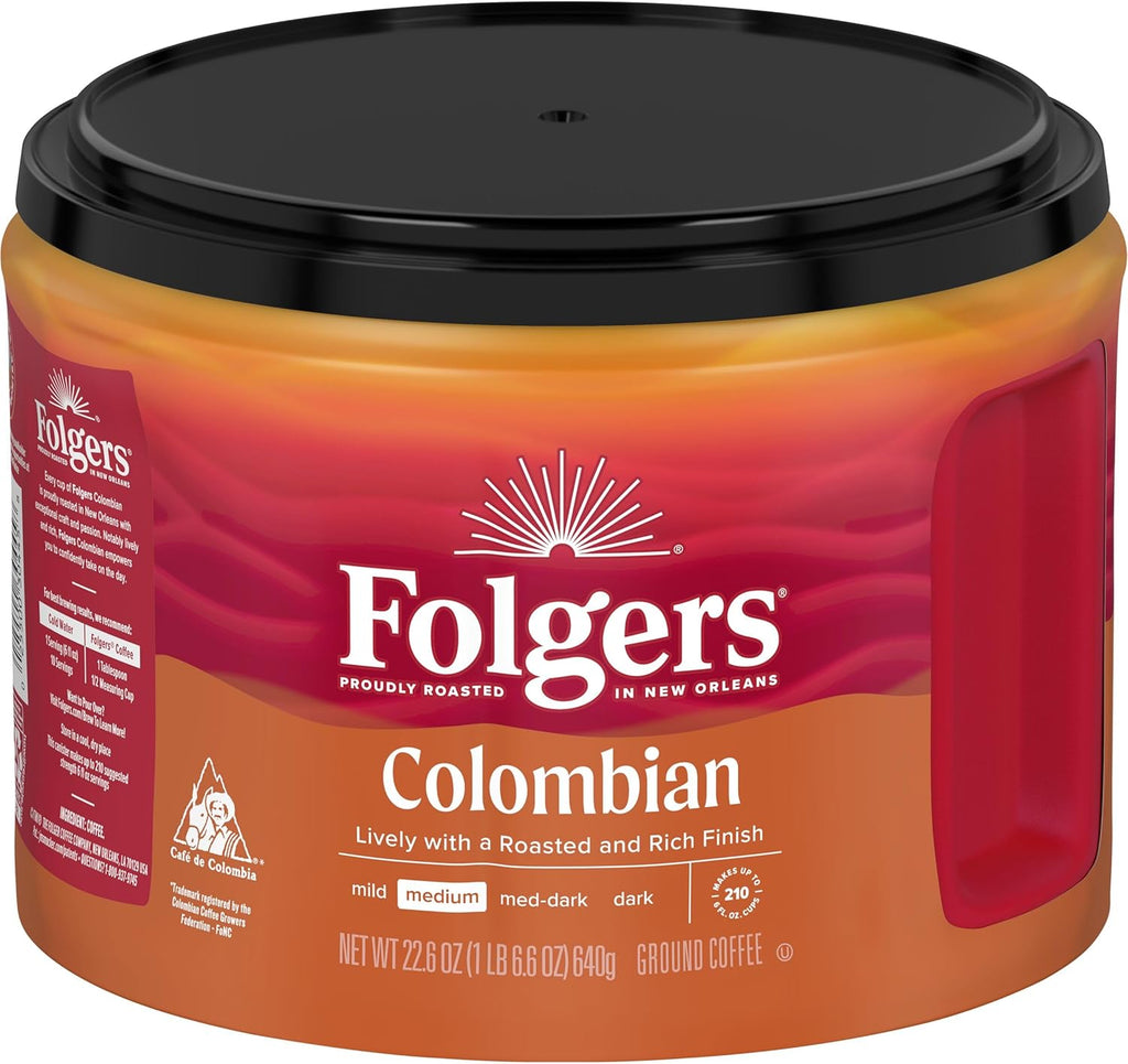 Folgers Colombian Medium Roast Ground Coffee, 22.6 Ounce