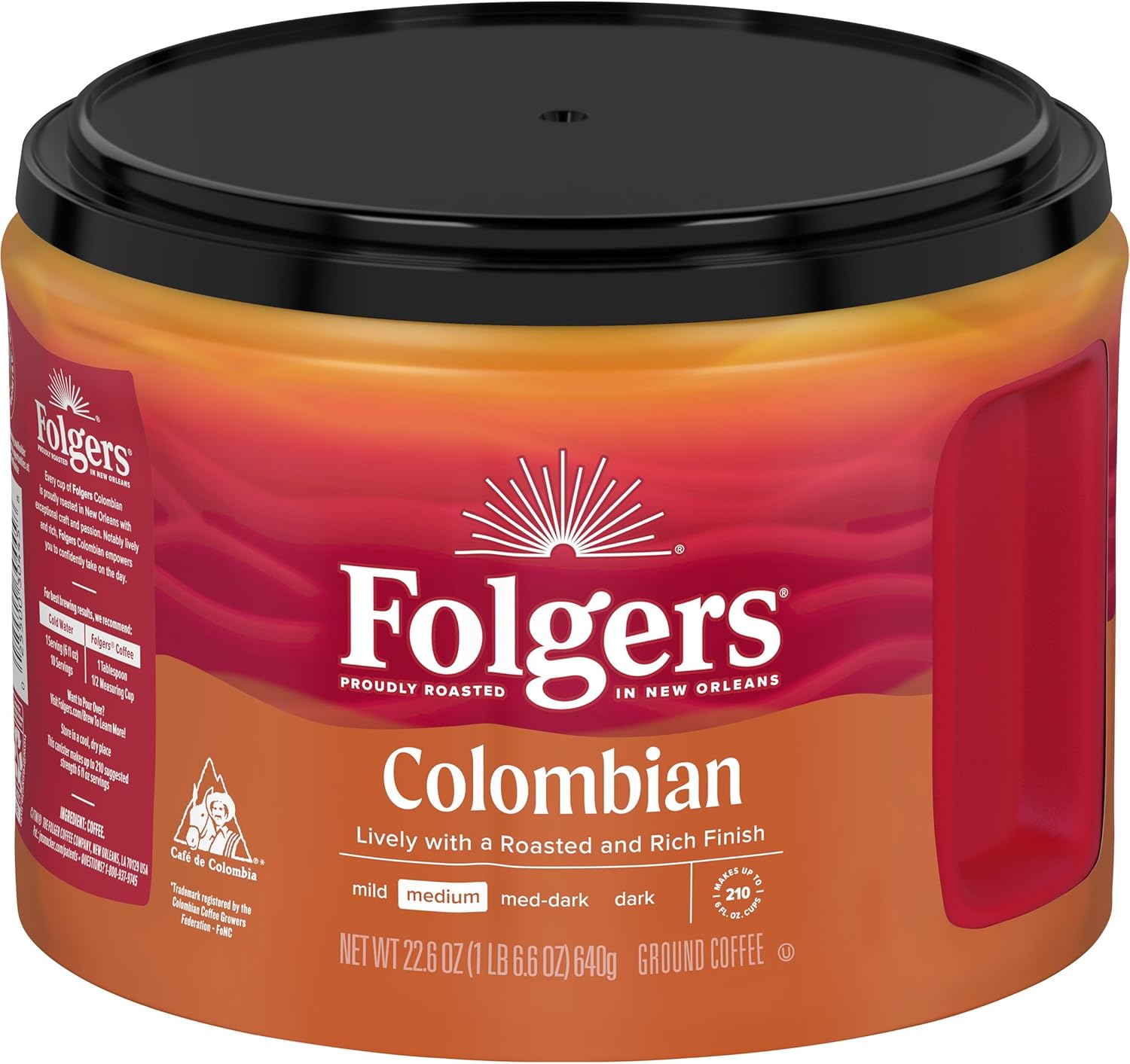 Folgers Colombian Medium Roast Ground Coffee, 22.6 Ounce