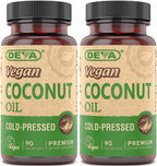 Devan Vegan Coconut Oil Capsules 2-Pack – Organic, Virgin, Cold-Pressed, Unrefined Coconut Oil, 90 Count Ea