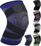 Adjustable Knee Support Brace 1 pack Compression Knee Sleeves for Men Women Use for Meniscus Tear, Arthritis, Tendinitis, Ligament Injury,Weight Lifting, Anti Slip Knee Brace (Dark Blue, Medium)