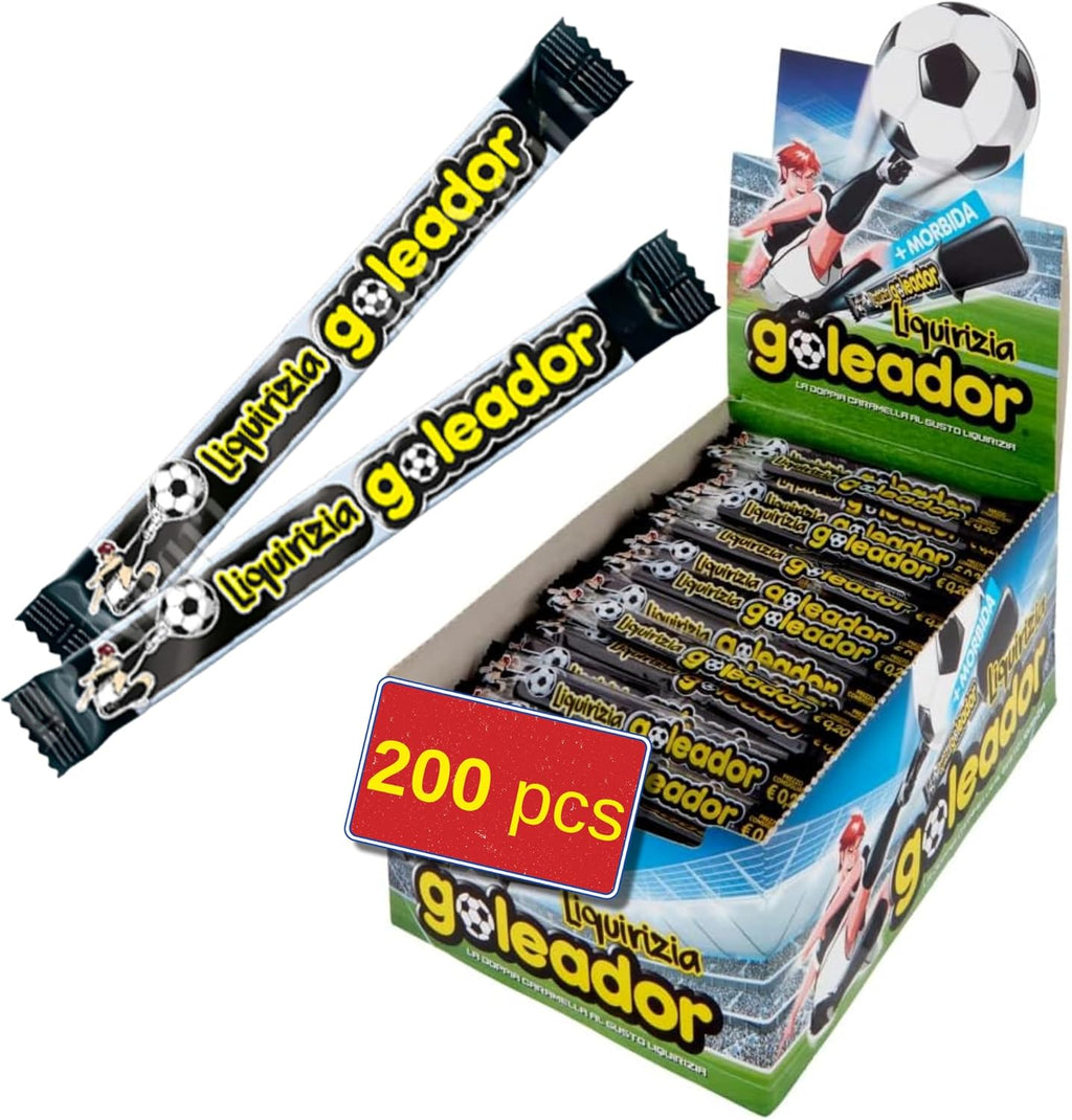 Goleador Black Licorice Candy Made in Italy 200pc - Italian Candy Individually Wrapped - Liquirizia Italiana - Counter Display