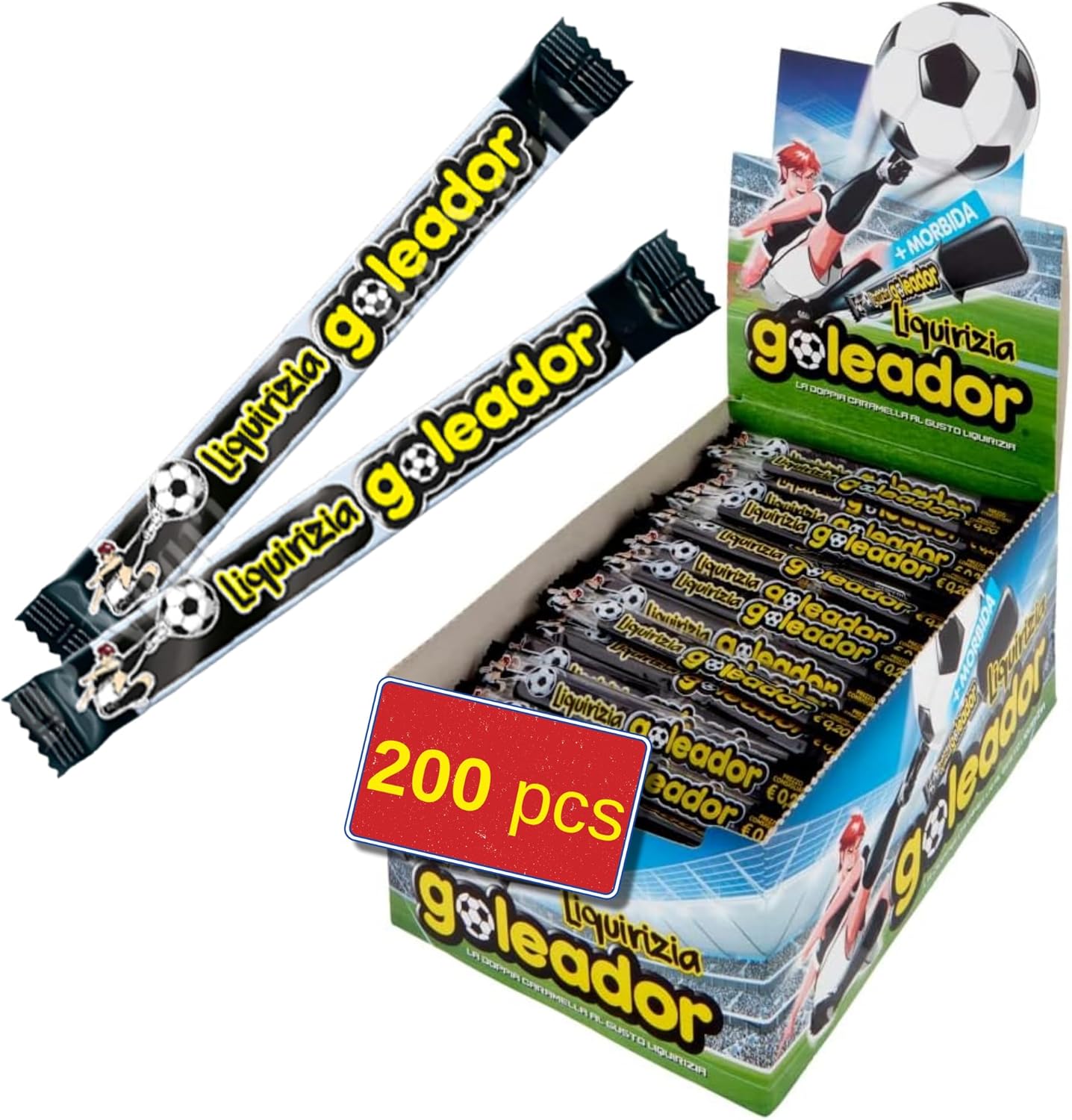 Goleador Black Licorice Candy Made in Italy 200pc - Italian Candy Individually Wrapped - Liquirizia Italiana - Counter Display