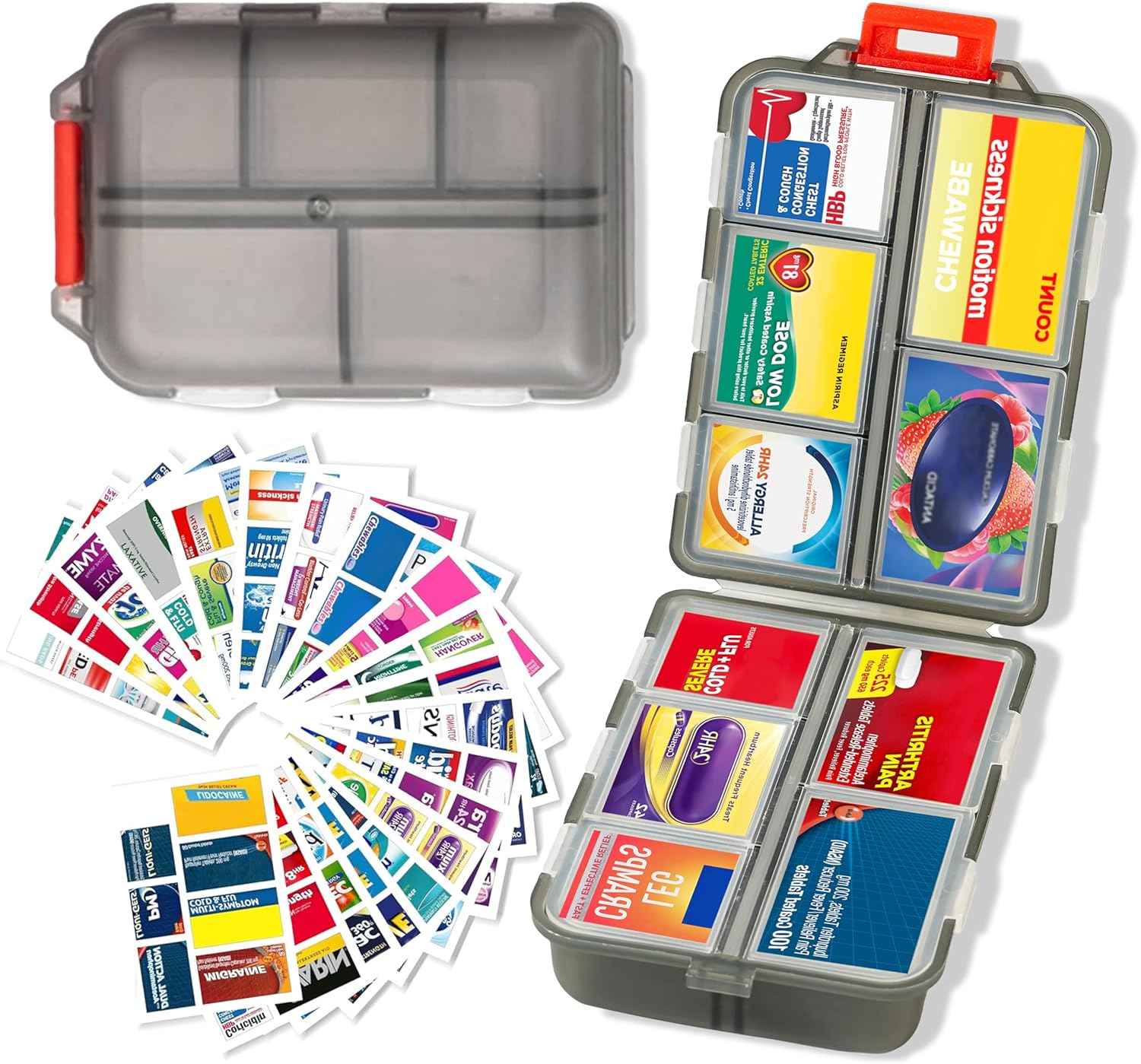2026 New Extra Large Pill Box with Medicine Labels Travel Essentials Daily Med Container Mini Medication Organizer Storage Organizer Case 7 Day Pill Organizer(Grey)