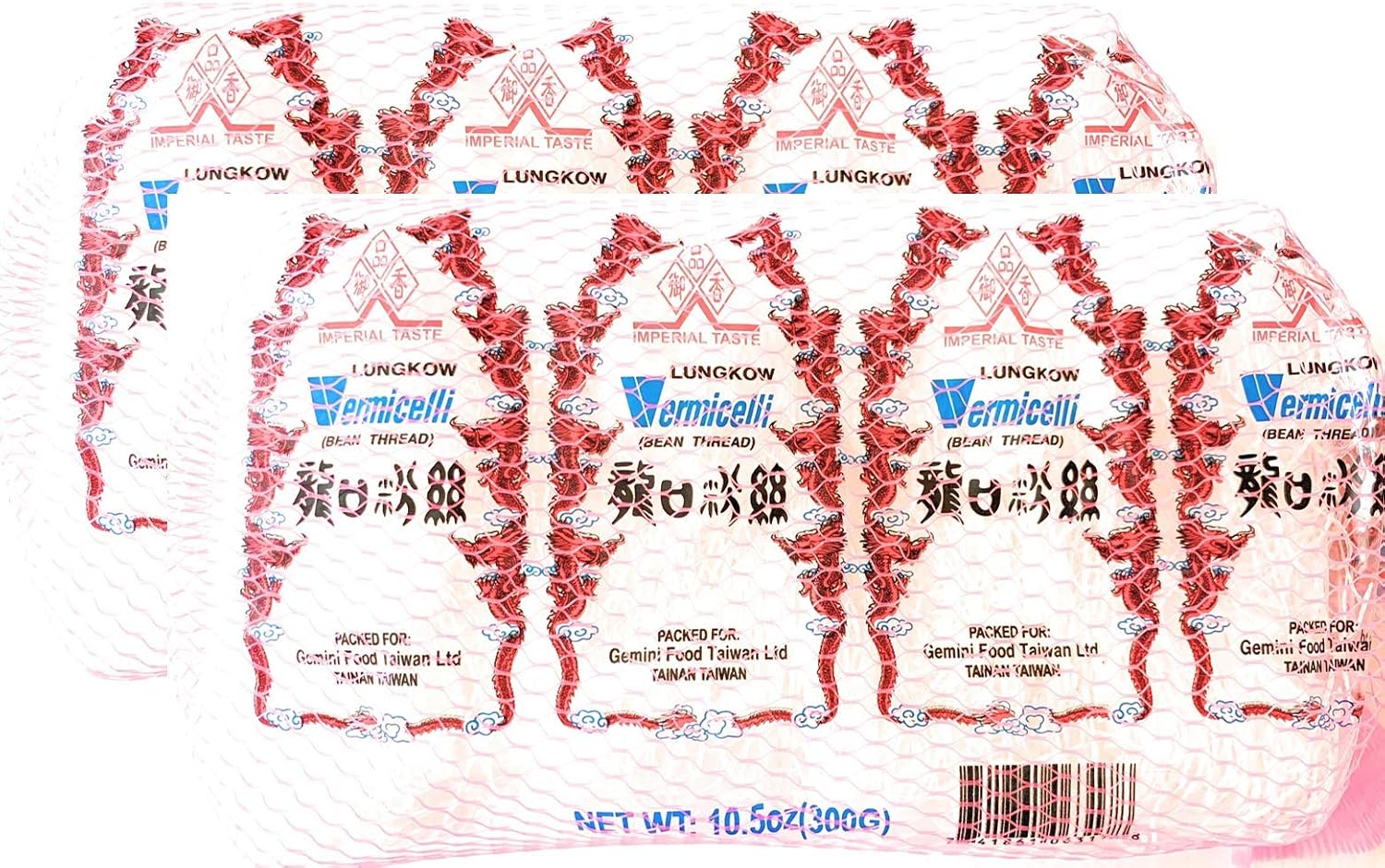 Lungkow Vermicelli Bean Thread Glass Noodles, Product of Taiwan 608 grams (2 pack, 8 ct each pack)