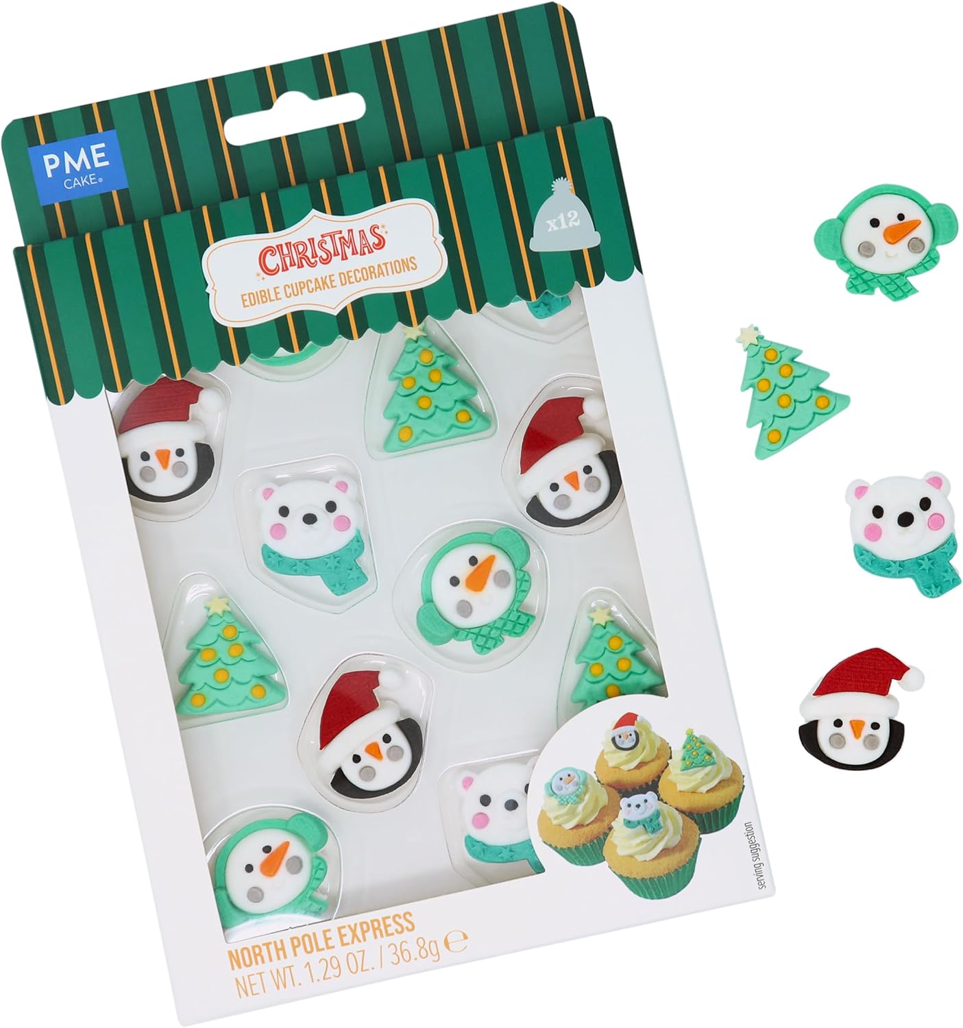PME Christmas Edible Sugar Decorations - North Pole Express (Pack of 12)