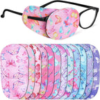 Newcotte 12 Pcs Eye Patch for Kids Toddler Reusable Adjustable Girls Boys Eyepatch for Glasses Left or Right Eye Patch, Assorted Patterns(Butterfly)