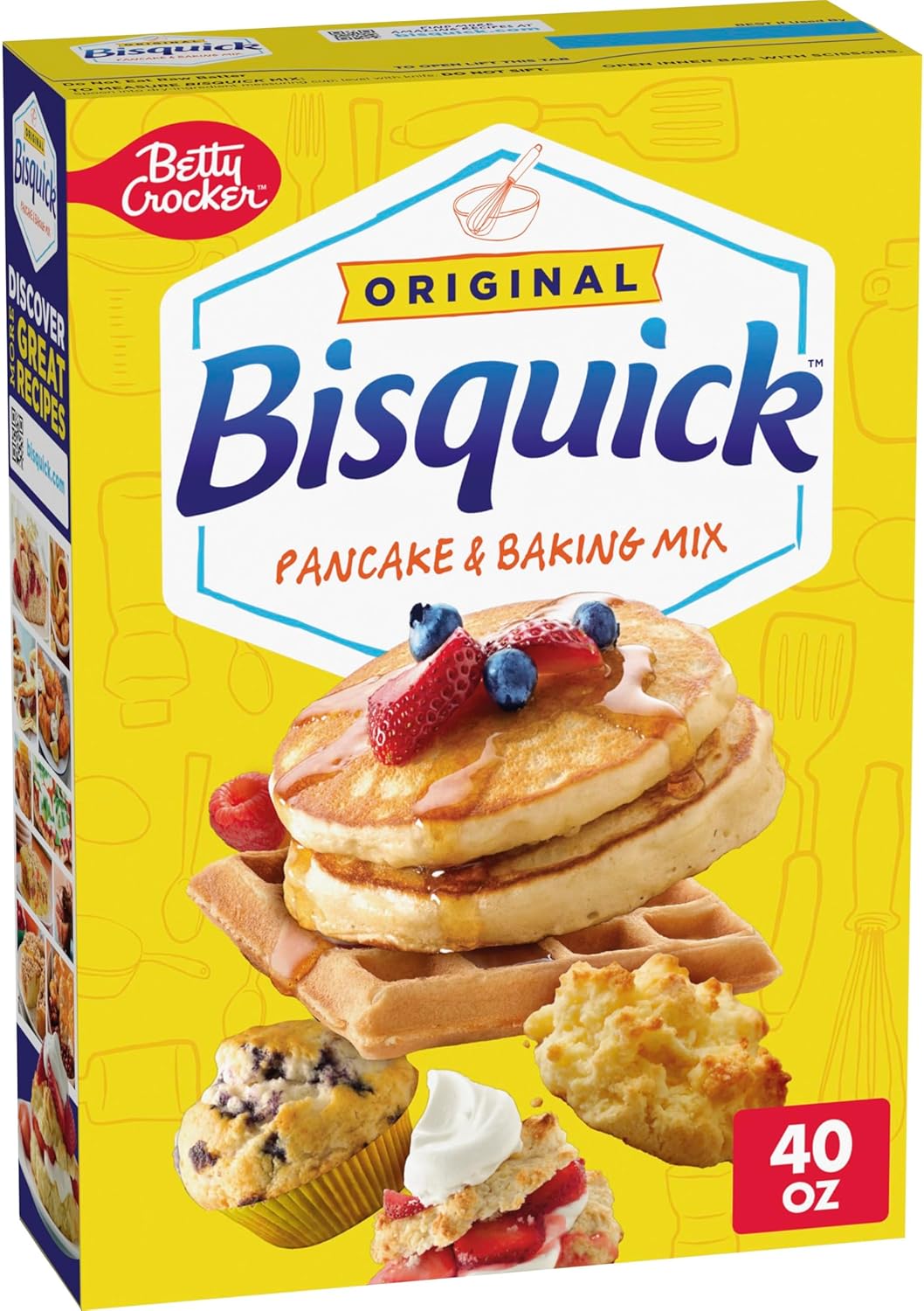 Betty Crocker Bisquick Pancake and Baking Mix, Original, Makes About 60 Pancakes, 40 oz