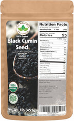 Black Cumin Seed 1lb (16Oz) (Bulk Nigella Sativa): 100% USDA Certified ORGANIC Bulk Egyptian (Black Caraway) - AKA Nigella or Kalonji, by U.S. Wellness Naturals