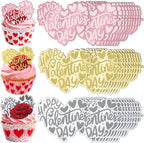 30PCS Happy Valentine’s Day Cake Toppers, Acrylic Cupcake Toppers 3 Different Pattern Heart Shape Custom Cupcake Picks for Valentine’s Party Anniversary Pastries Decorations (30 Irregular Heart)