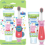 First Firefly Peppa Pig Training Kit, Light Up Toothbrush with Extra Soft Bristles and Natural Strawberry Flavor Training Toothpaste, 1.75 oz