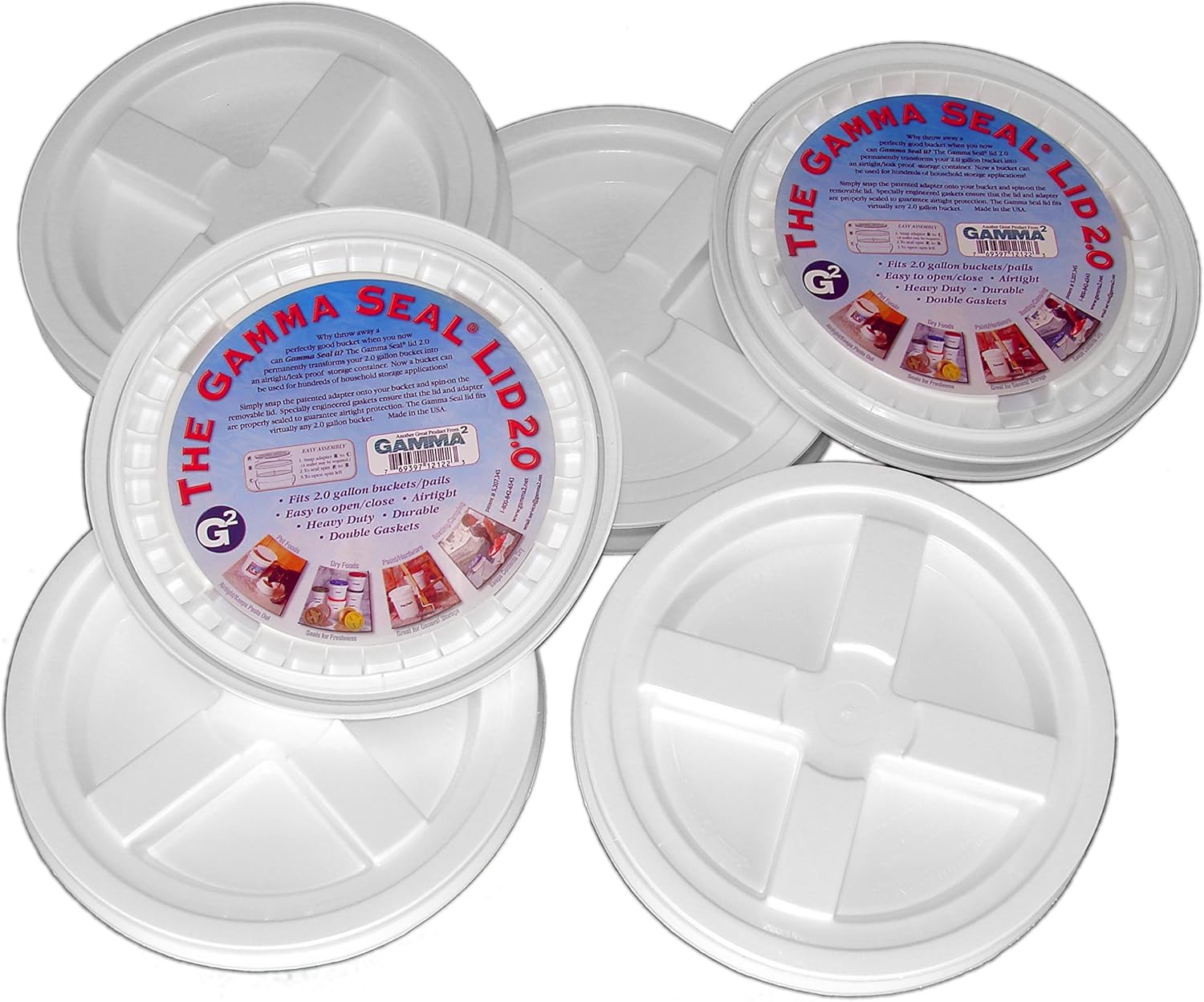 6 Gamma Seal Lids for 2-Gallon Standardized Buckets (do NOT fit 5 gallon buckets)