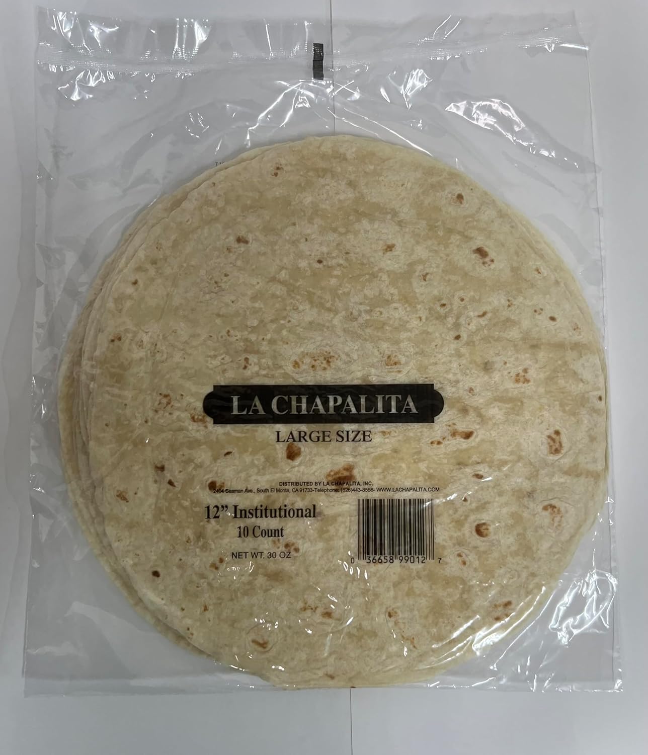La Chapalita Large Size 12" Institutional Tortillas, 10 Count, 30 oz