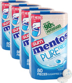 Mentos Pure Fresh Sugar-Free Chewing Gum with Xylitol, Fresh Mint, in a recyclable 90% Paperboard Bottle, 80 Piece (Pack of 4)