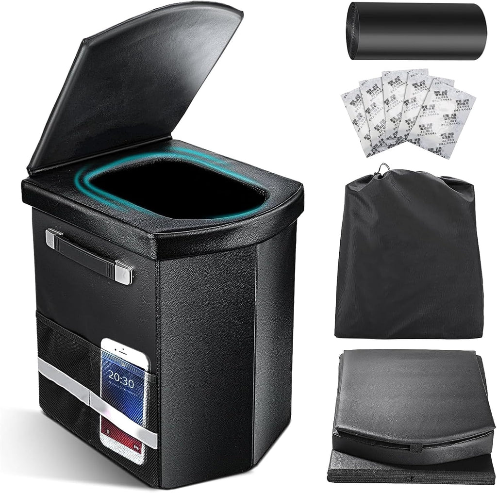2026 Upgraded XL Portable Toilet for Adults,Tall Camping Toilet with Lid and Convenient Carry Bag, Portable Potty for Camping, Hiking, Car Travel,Truck, RV, Boating, Road Trips, Beach (Black, 16.5''H)
