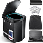 2026 Upgraded XL Portable Toilet for Adults,Tall Camping Toilet with Lid and Convenient Carry Bag, Portable Potty for Camping, Hiking, Car Travel,Truck, RV, Boating, Road Trips, Beach (Black, 16.5''H)