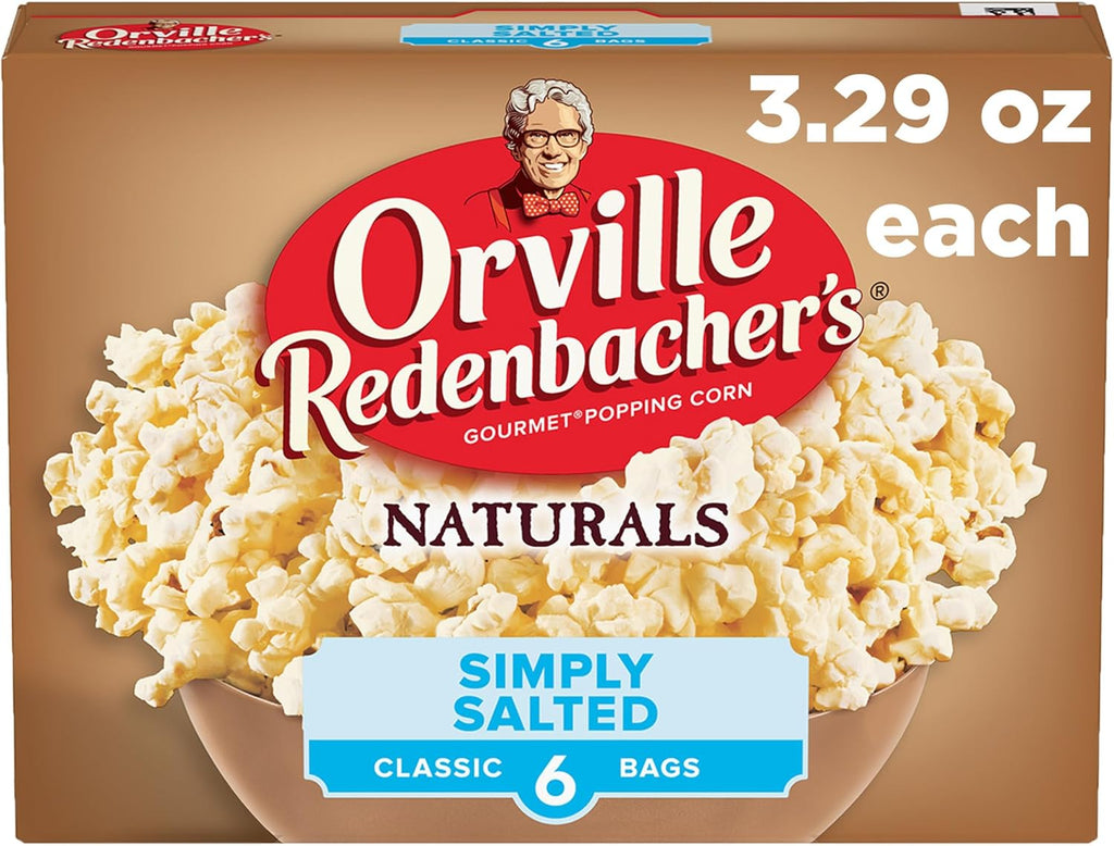 Orville Redenbacher’s Microwave Popcorn, Naturals Simply Salted Popcorn, 3g Fiber Per Serving, 3.3 oz., 6-Count