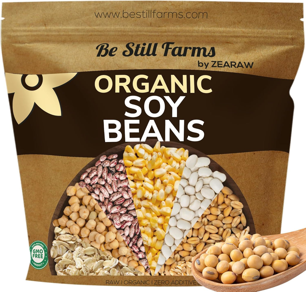 Be Still Farms Organic Soybeans - Soy Beans Dry (2.8 lb) aka Soya Nuts - Great for Edamame, Soy Milk, Tofu - High in Protein & Fiber | USA Grown | USDA Certified | Vegan | Non-GMO | Gluten Free