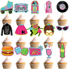 45 Pieces 1950s Cupcake Topper Rock and Roll Music Party Decorations 50s Music Soda Shop Cake Decoration for Retro 60's Theme Party