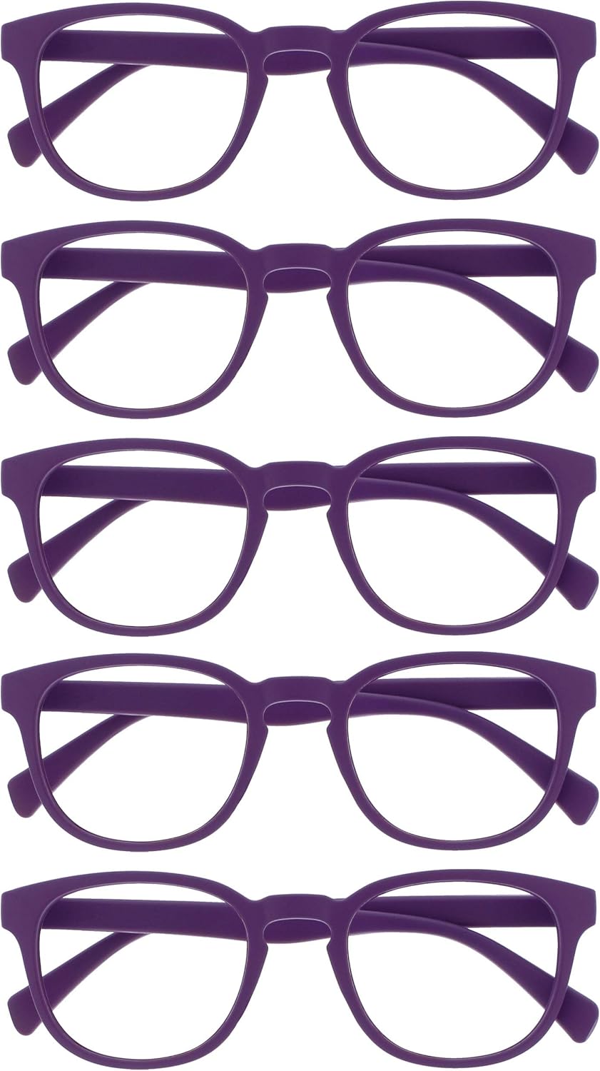 OPULIZE POP Reading Glasses for Women Men,Scratch Resistant Round Matt Frame with Spring Hinges, Purple +1.50 (Pack of 5)