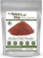 The Spice Way Premium Ancho Chile - Pure Ancho Chilli Powder (4 oz) made from pure dried ancho chili peppers with no additives, no agents. resealable bag