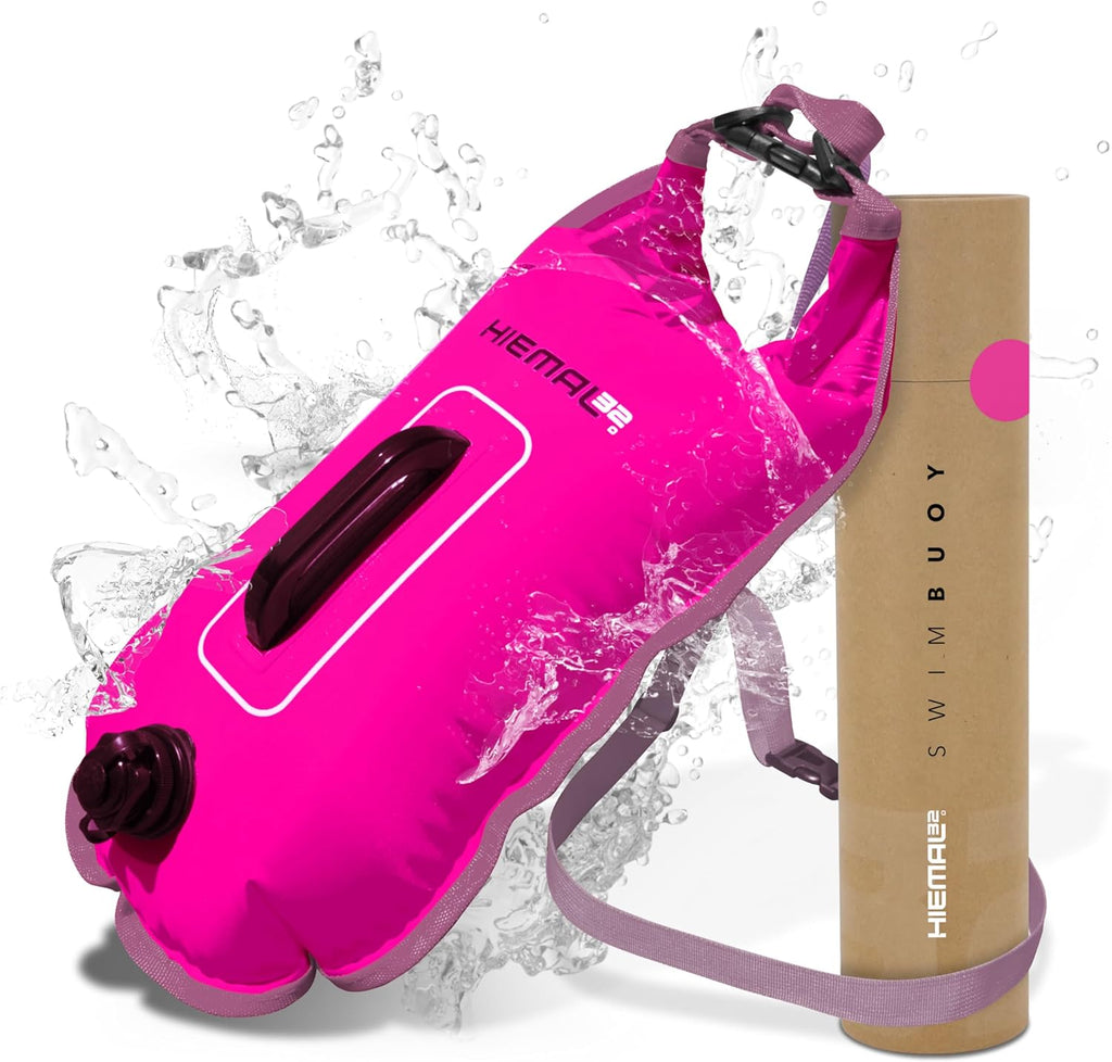 Swim Buoy for Open Water with Dry Bag 15L - Fully Waterproof Swim Bubble - Be Safe with Higher Visibility, Toughened Nylon and Rest Handle Swimming Buoy - Open Water Buoy for All Season Swimmers