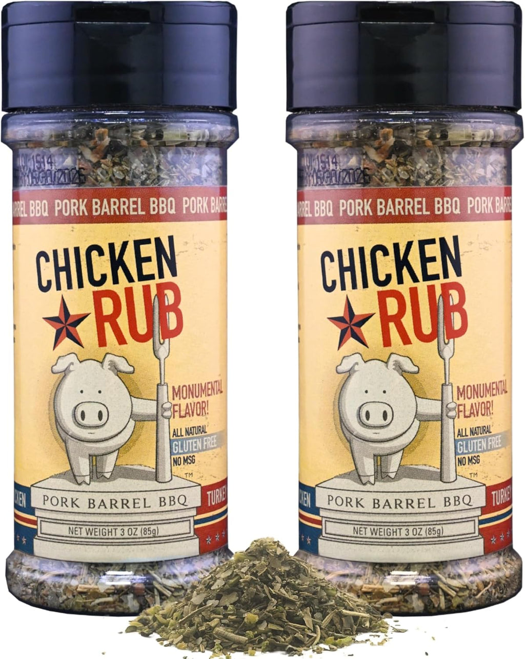 Pork Barrel BBQ Chicken Spice Rub | All-Purpose Seasoning and Spice Rub |Grilling Essentials, Perfect for Grilling, Smoking, or Cooking Wings, Chicken, Beef, Pork, Seafood, and More | Gluten-Free, No MSG, Zero Calorie, 3 oz - Pack of 2