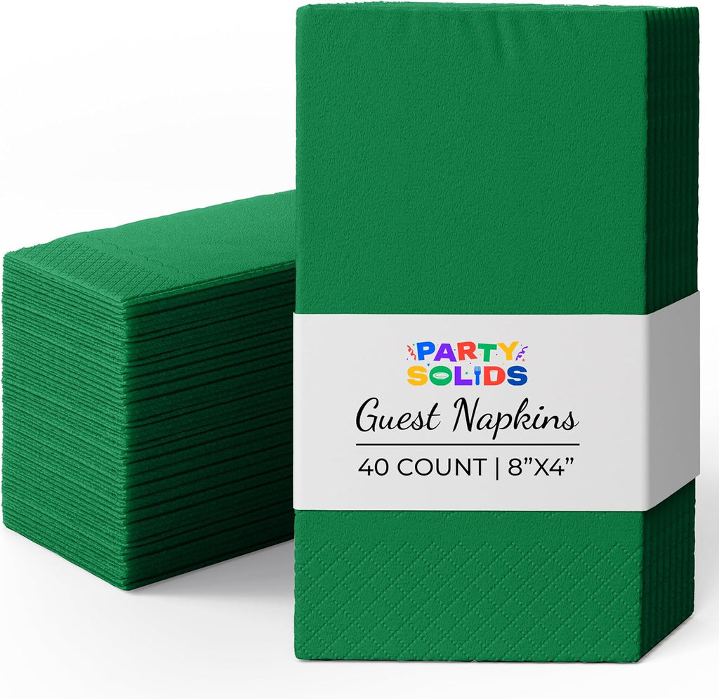 Party Solids Emerald Green Dinner Napkins Disposable 8" x 4" Folded - 40 Pcs 2 Ply Emerald Green Napkins Disposable Paper Guest Towels for Bathrooms, Dinners, Everyday Parties & Party Supplies