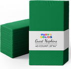 Party Solids Emerald Green Dinner Napkins Disposable 8" x 4" Folded - 40 Pcs 2 Ply Emerald Green Napkins Disposable Paper Guest Towels for Bathrooms, Dinners, Everyday Parties & Party Supplies
