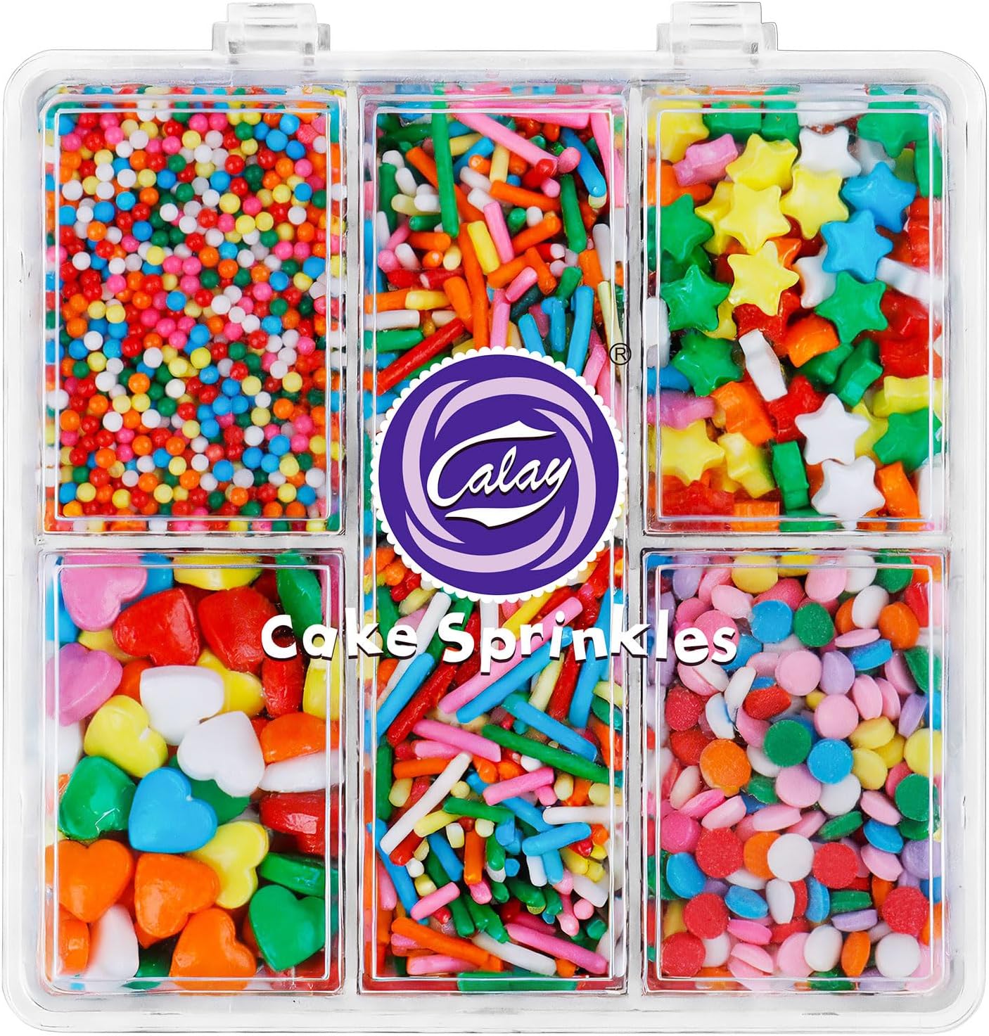 Sprinkles for Cake Decorating, 4.8oz Rainbow Sugar Sprinkles with Nonpareils Jimmies Stars Hearts and Confetti for Cake Cupcake Cookie Baking Dessert Donuts Topping