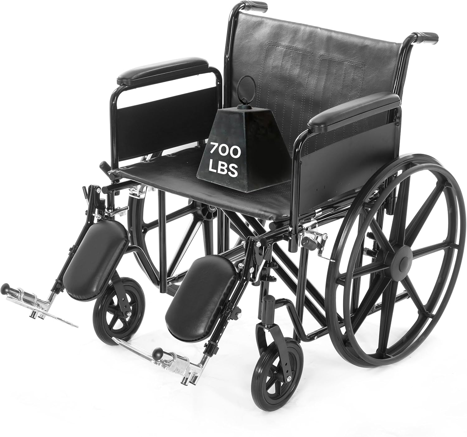 26 Inch Bariatric Wheelchair for Adults - Removable Full Length Armrests, Swing Away Footrests, Adjustable Height - 500+ lbs Capacity Extra Wide Wheelchair - Foldable