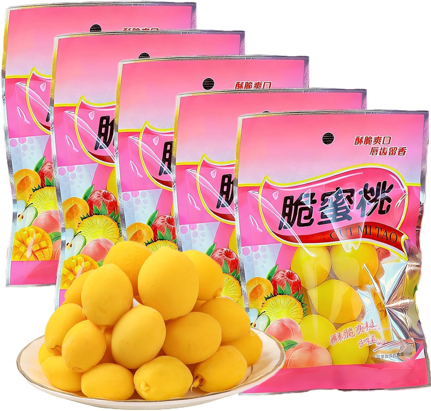 Sour Sweet Crispy Peaches,10 Pack Dried Fruit Peach Snacks1, Dried Peach,Fresh Fruit Snacks,Chinese Special Snacks,Office Essential Dry Fruits Sweet Sour Taste (style-1)