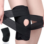 Knee Brace with Side Stabilizer, 1PC Breathable Knee Support Brace Open-Patella Stabilizer Adjustable Compression Knee Brace for Men Women Meniscus Tear ACL MCL Arthritis Joint Pain Relief (Black, 2XL)