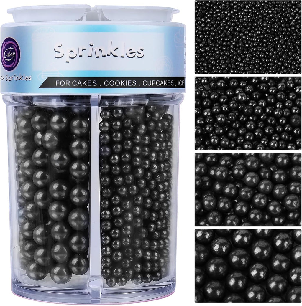 Sprinkles for Cake Decorating, 7.8oz Black Pearl Sprinkles Mix for Luxurious Cake Cupcake Cookie Baking Ice Cream Decorations