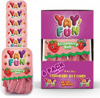 Halal Strawberry Belt Gummy Candy | 6 Pack Bundle (6x7 oz Tubs) | Sweet & Tangy Strawberry Gummy Strips | Resealable Tubs in Bulk with Display Box | Halal Bulk Sour Belt Gummy Candy for Parties & Sharing
