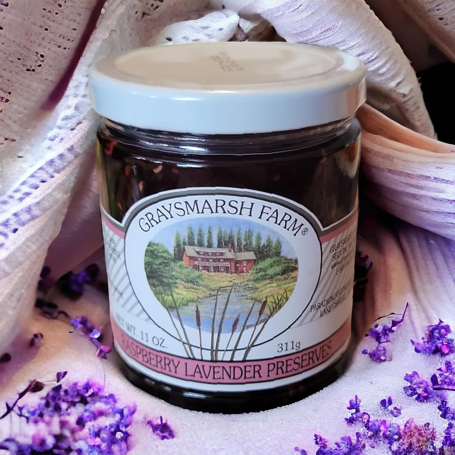 Raspberry Lavender Preserve - Made from Fresh Raspberries and Lavender Flowers, it is Perfect for Spreading on Toast, Scones, or Pancakes11oz. (2 Jars)