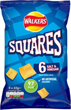 Walkers Squares Salt & Vinegar 6 x 22g