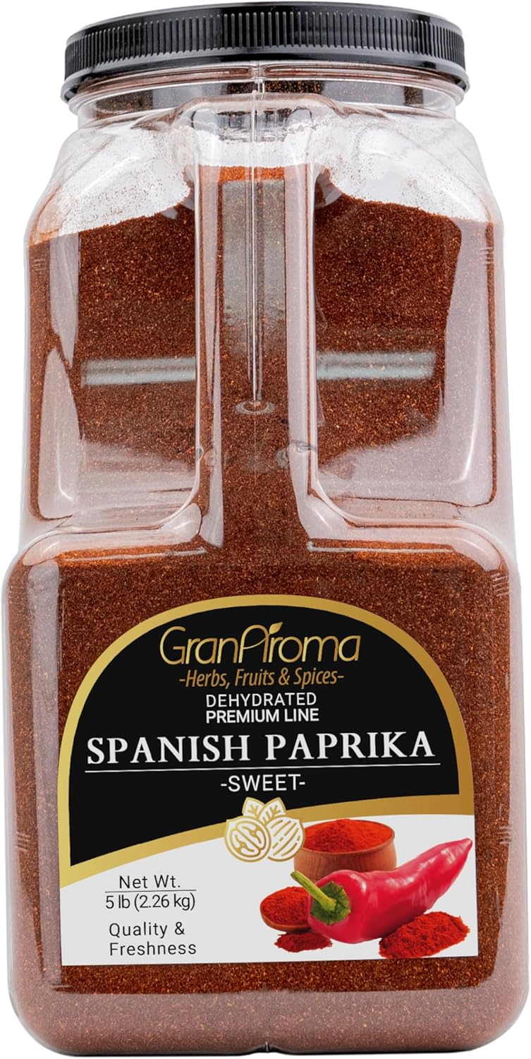 GranAroma Spanish Sweet Paprika, Bold Flavor & Vibrant Color, Perfect for Paella, Stews and BBQ (5 Pound)