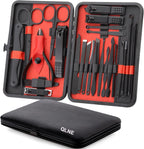 Nail Clippers Sets High Precisio Stainless Steel Nail Cutter Pedicure Kit Nail File Sharp Nail Scissors and Clipper Manicure Pedicure Kit Fingernails & Toenails with Portable cas (Red/Black_25 in 1)
