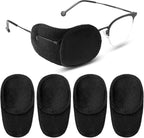 YUXIANLB 4 Pcs Eye Patches for Adults Kids, Right & Left Eye Patch for Glasses, Reusable Lazy Eye Patch for Treating Lazy Amblyopia Strabismus After Surgery (Black)