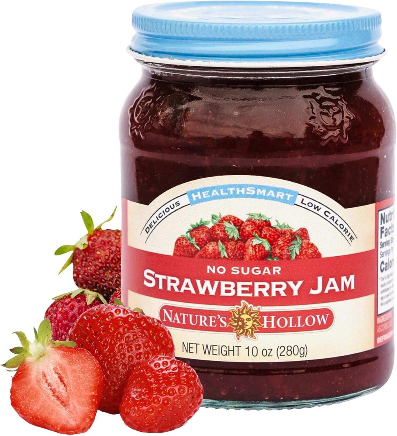 Nature's Hollow Strawberry Jam: Sugar Free Jam and Preserves, Low Cal, Non GMO, Keto Jam, Vegan, Gluten Free, and Diabetic Friendly - Sugar Free Jelly - 10oz